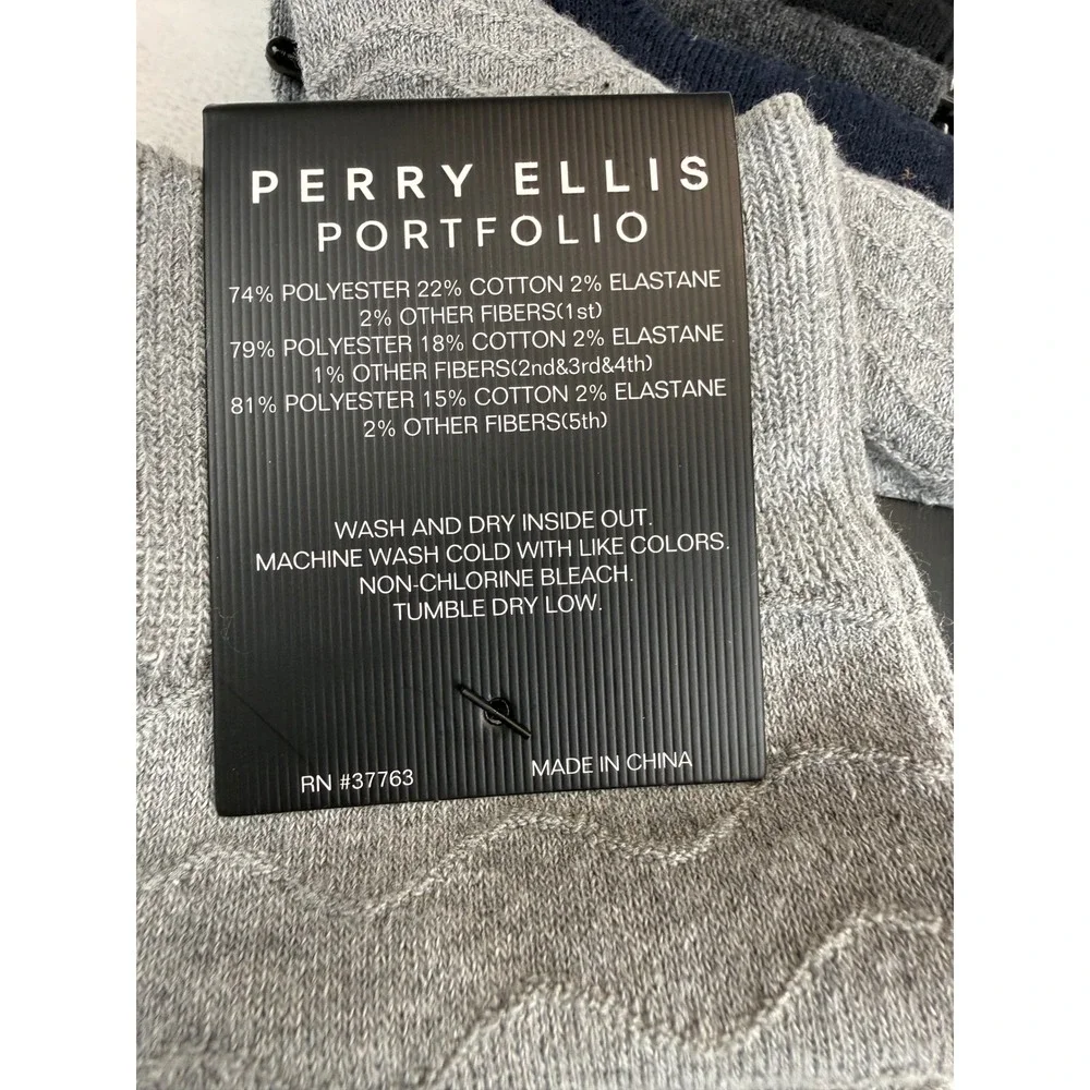 Perry Ellis Portfolio Mens 5 Pack Dress Socks Black Grey Navy Blue New Sz 7-12